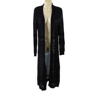 Belldini Black Knit Cardigan Open Front Duster Size Large